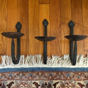 Farmhouse style wrought iron sconces (3)